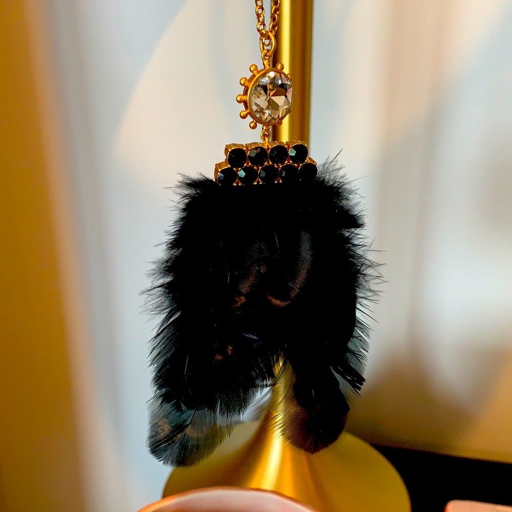 Kate Spade Feather & Jewel Pendant Necklace, EUC